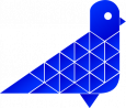 abstract pigeon design llc logo: web design, branding, and seo marketing: the logo is a pigeon profile shaped from blue triangular tiles